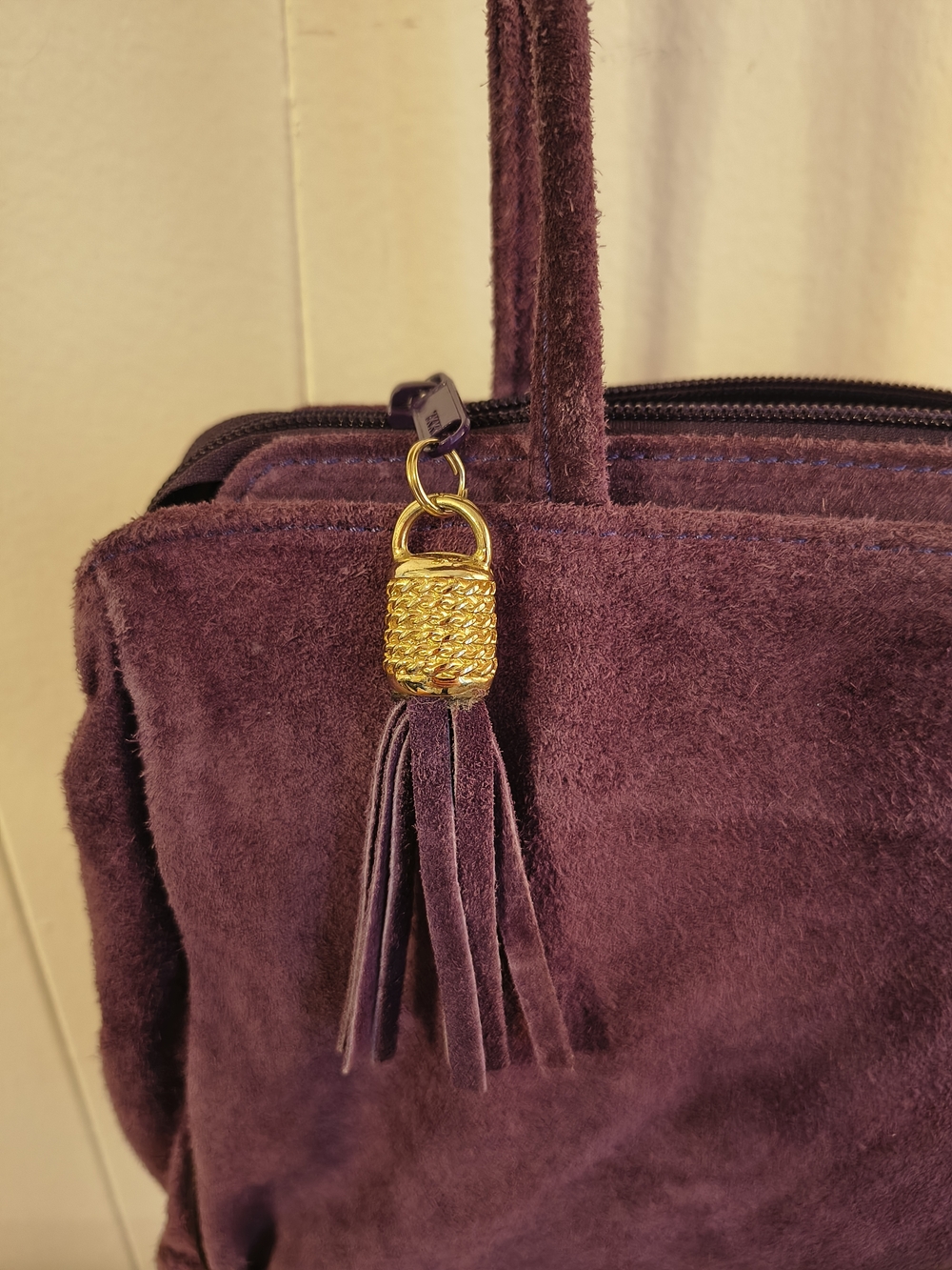 Vintage Amethyst Suede Italian Leather Shoulder Bag - Picture 2 of 6